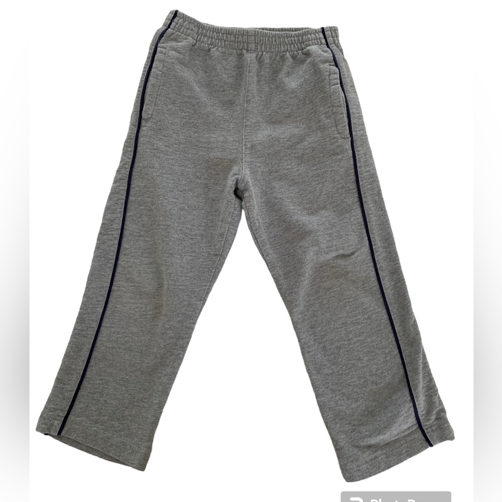Boys Sweatpants Size 4 Gray Blue Stripes Straight Leg Pockets J. Khaki
